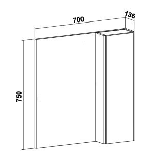 Зеркальный шкаф Runo дуб черный Мальта 70 (00-00001101)